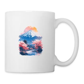 Aesthetic Japan Mt. Fuji Kirschblüten Sakura - Tasse - Weiß - Rechts