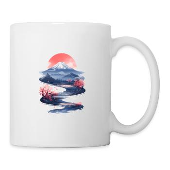 Aesthetic Japan Mt. Fuji Kirschblüten Sakura - Tasse - Weiß - Rechts
