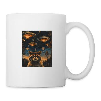 Waschbär UFO Alien Raccoon Weirdcore Aesthetic - Tasse - Weiß - Rechts