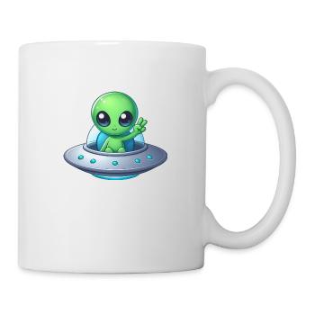 Alien zeigt Peace - Tasse - Weiß - Rechts