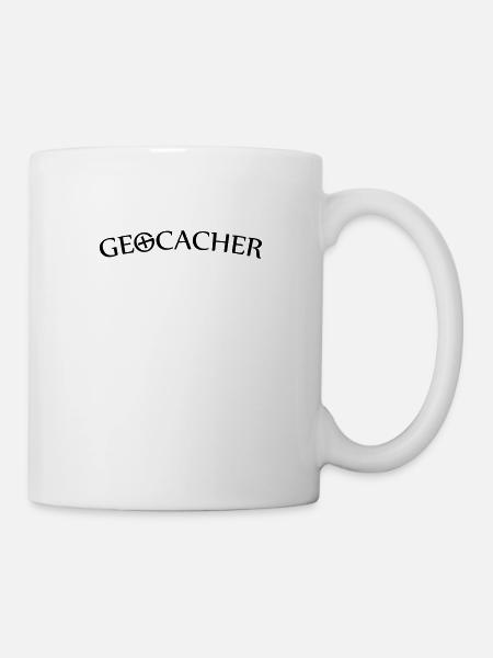 Geocacher mit Geocache-Logo - Tasse - Weiß