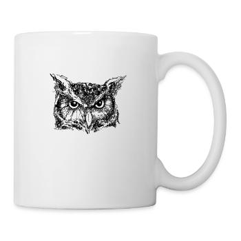 black owl sketch Eule tattoo design - Tasse - Weiß - Rechts