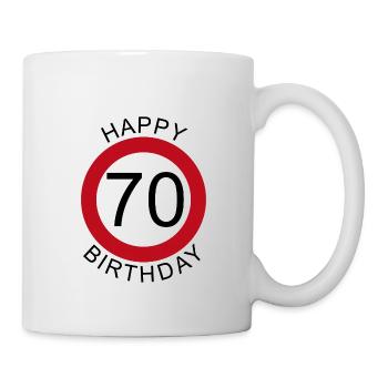 Happy Birthday 70 Panneau de signalisation pour anniversaire - Mug blanc - blanc - Droite