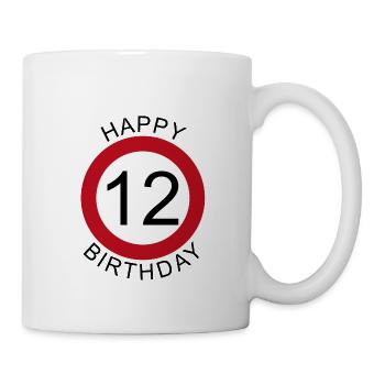 Joyeux anniversaire 12 anniversaire de signe de route - Mug blanc - blanc - Droite