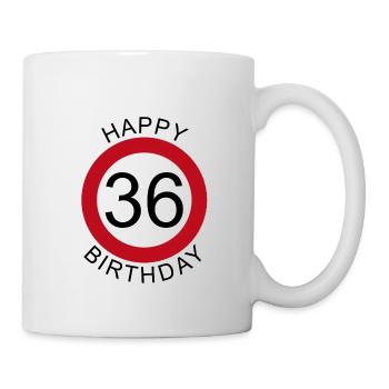 Joyeux anniversaire 36 anniversaire de signe de route - Mug blanc - blanc - Droite