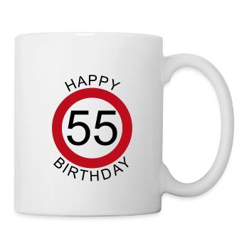 Joyeux anniversaire 55 panneau de signalisation - Mug blanc - blanc - Droite
