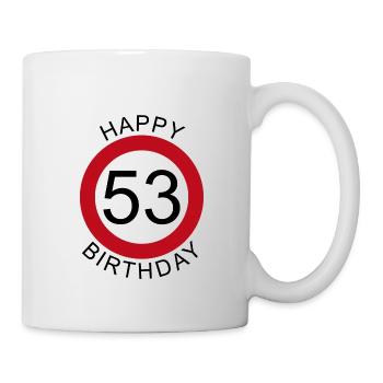 Joyeux anniversaire 53 panneau de signalisation - Mug blanc - blanc - Droite