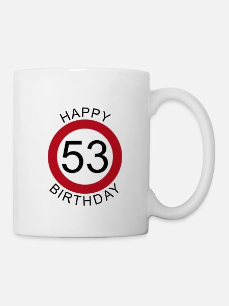Joyeux anniversaire 53 panneau de signalisation - Mug blanc - blanc