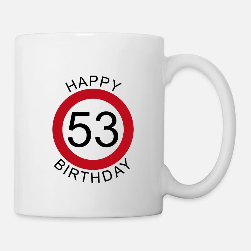 Joyeux anniversaire 53 panneau de signalisation - Mug blanc - blanc
