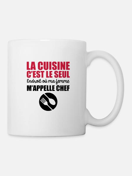 la cuisine seul endroit où ma femme m'appelle chef - Mug blanc - blanc