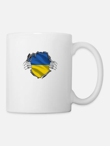 Ukraine Flagge Vintage Ukrainische Fahne Used Look - Tasse - Weiß