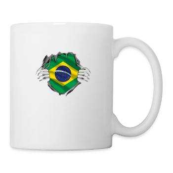 Brasilien Flagge Brasilianische Fahne Südamerika - Tasse - Weiß - Rechts