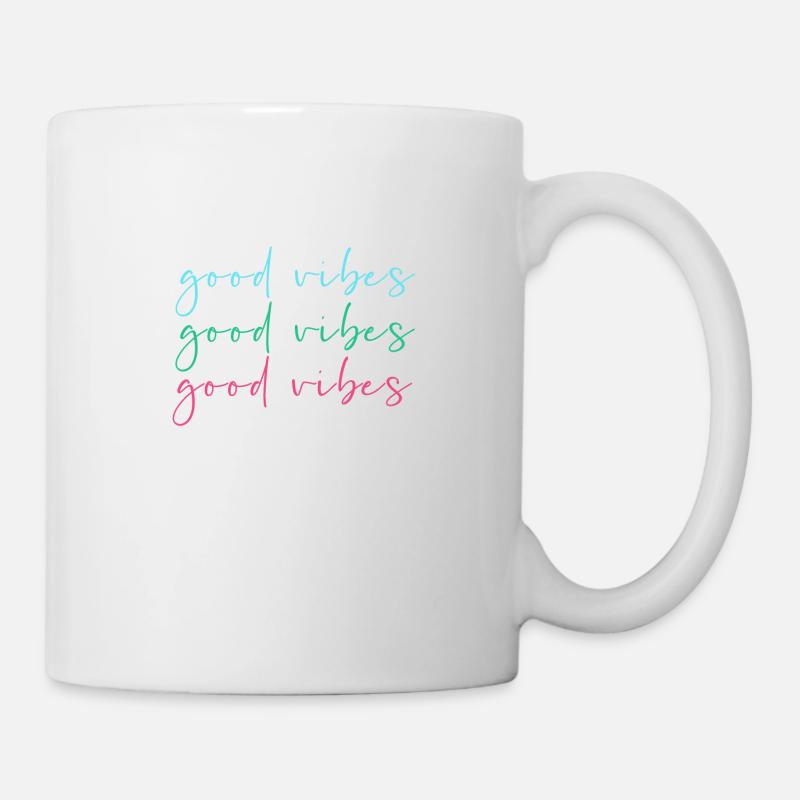 bonnes vibrations, colorées, écriture, écriture manuscrite - Mug blanc - blanc