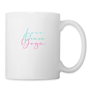 love, peace, yoga,schrift,pastell,bunt - Tasse - Weiß - Rechts