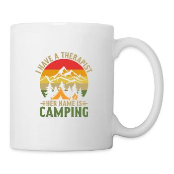 Vintage -Zitat Ich habe ein Therapeut Camping t - Tasse - Weiß - Rechts