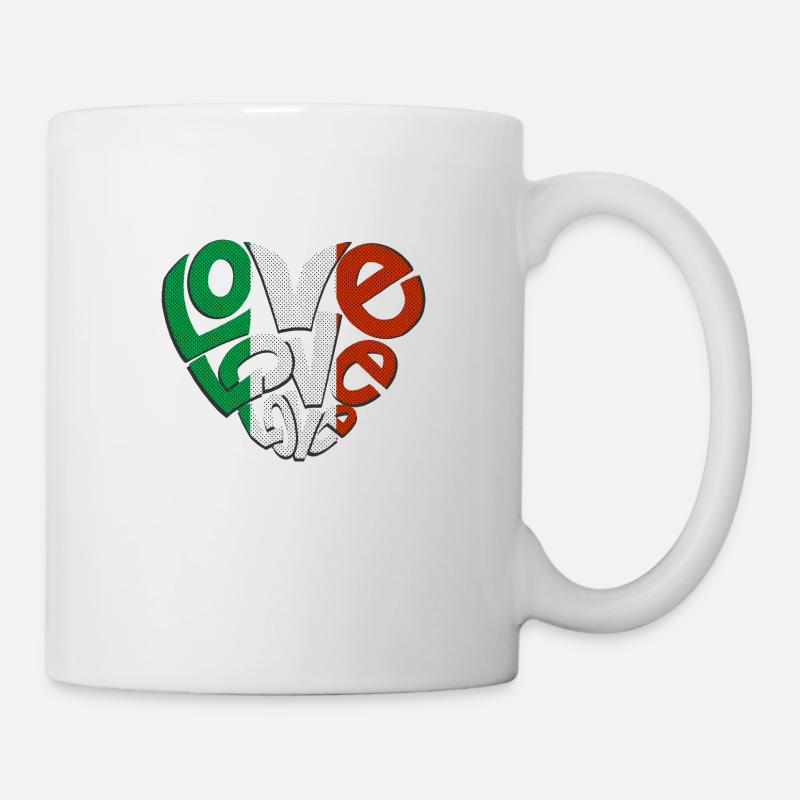 Italie Drapeau Coeur Drapeau italien Utilisé Look - Mug blanc - blanc
