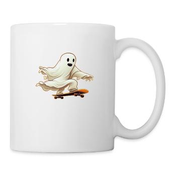 Funny Cartoon Comic style Ghost on his Skateboard - Mug - white - Right