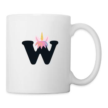 Einhorn-Buchstabe Regenbogenstyle "W" | be unique - Tasse - Weiß - Rechts