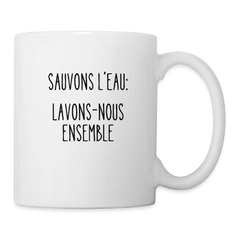 sauvons l'eau: lavons-nous ensemble - Mug blanc - blanc - Droite