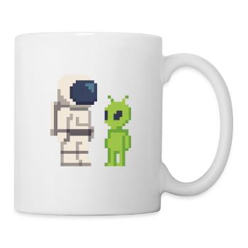 Pixel Astronaut meets Alien - Mug - white - Right