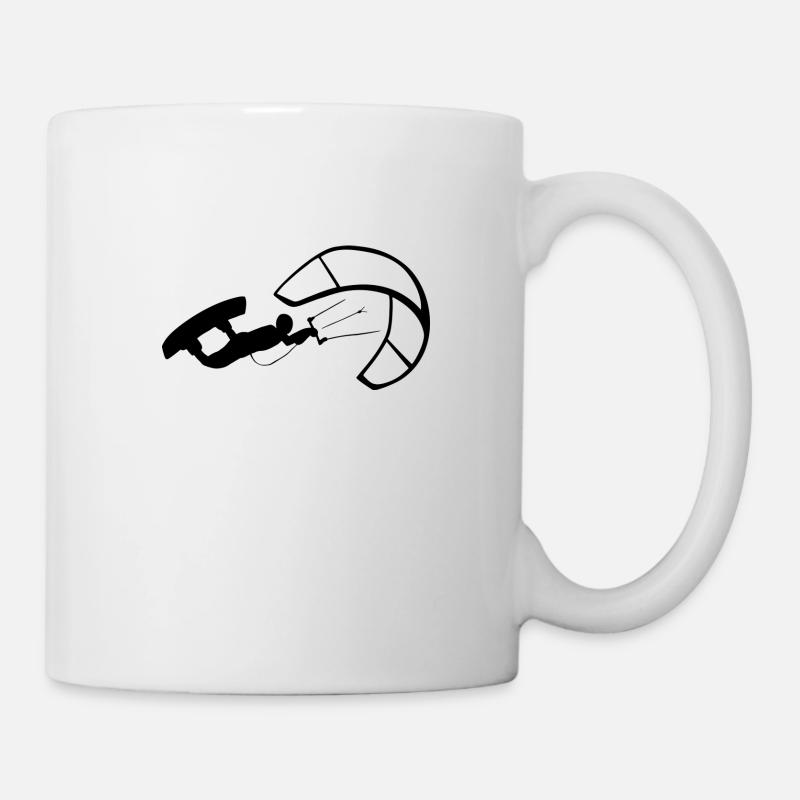 Kitesurfer en kiteboarding avec Kiteboard - Mug blanc - blanc