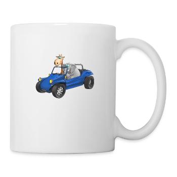 Éléphant et girafe en buggy - Mug blanc - blanc - Droite
