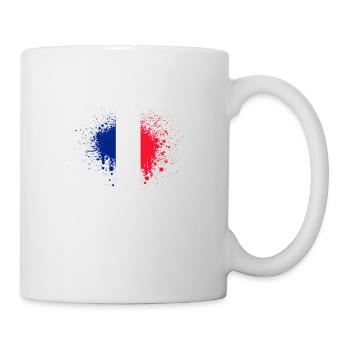 Frankreich Flagge Farbspritzer Klecks Französisch - Tasse - Weiß - Rechts
