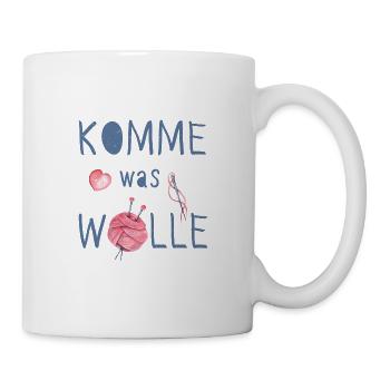 Komme was Wolle - Tasse - Weiß - Rechts