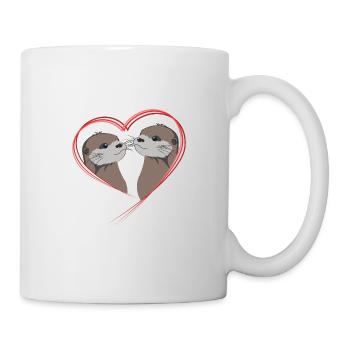 Couple de loutres mignon - Mug blanc - blanc - Droite