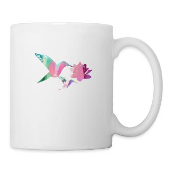 hummingbird, watercolor, lotus, bird, painting, flower - Mug - white - Right