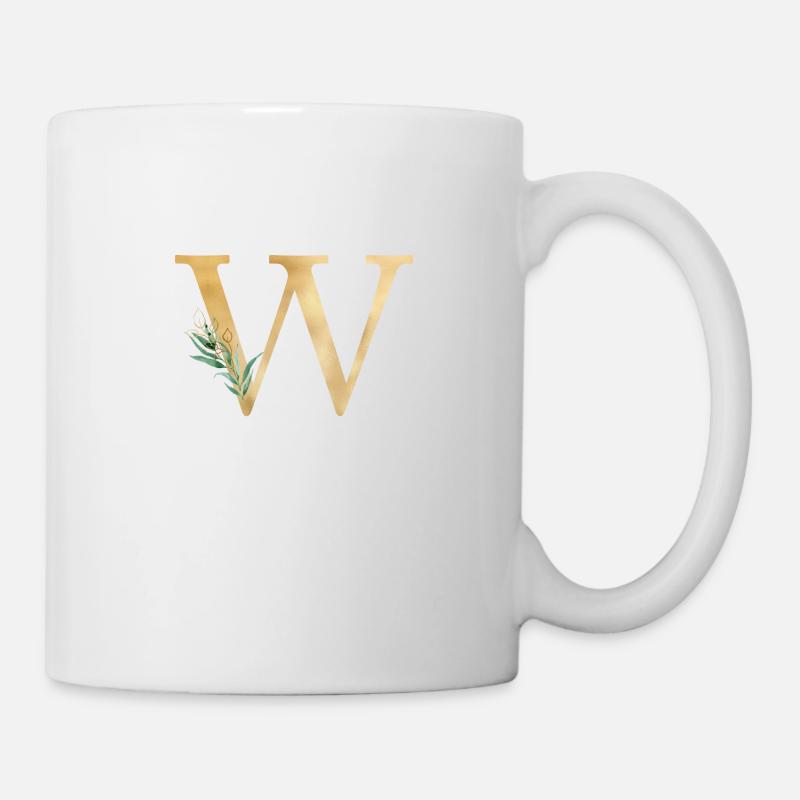 Monogramme personnalisable W Botanique - Mug blanc - blanc