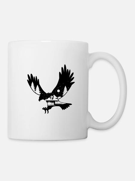 ADLER RAUBVOGEL VÖGEL NATUR WALD BERGE VOGEL MOTIV - Tasse - Weiß