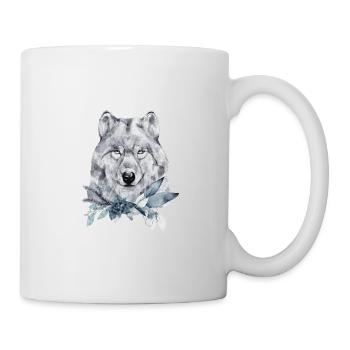 Wolf portrait decorated with Christmas plants - Mug - white - Right
