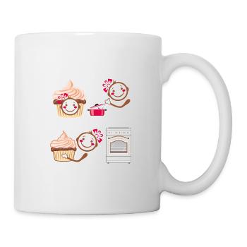 Funny smiling cook and cupcake - Mug - white - Right