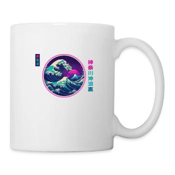 Wave devant Kanagawa Synthwave Vaporwave Aesthetic - Mug blanc - blanc - Droite