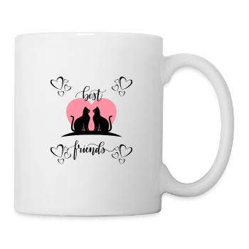 Best Friends Katzen Motiv mit 2 Katzen und Herz - Tasse - Weiß - Rechts