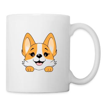 Peeping happy Corgi - Mug - white - Right