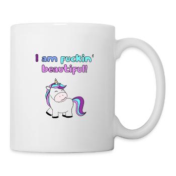 Unicorn T-Shirt - I am fuckin' beautiful - Mug - white - Right