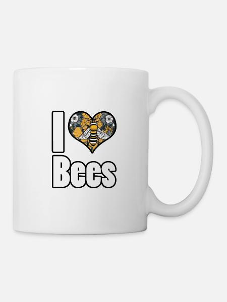 I Love Bees / Bienen / Honig / Nektar / Lieben - Tasse - Weiß