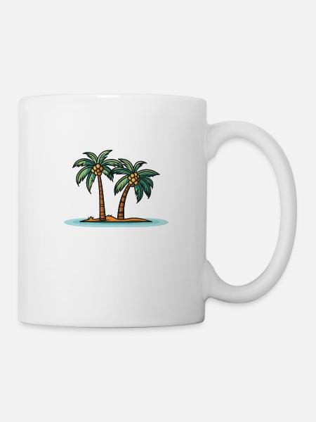 Palmen Insel Sommer - Tasse - Weiß
