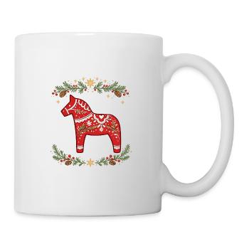 Design d’art populaire du Dala suédois de Noël - Mug blanc - blanc - Droite
