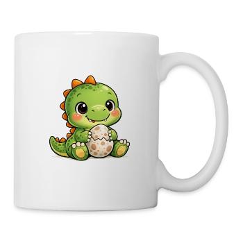 Dino avec œuf - Mug blanc - blanc - Droite