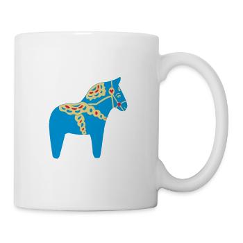 Dala Pferd blau - Tasse - Weiß - Rechts