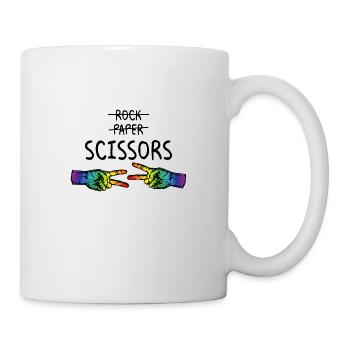 Rock Paper Scissors LGBTQ Pride Month Lesbian - Mug blanc - blanc - Droite