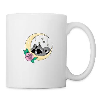Snuggles the raccoon sleeping in the moon - Mug - white - Right