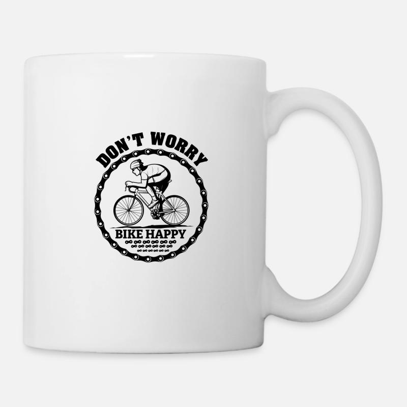 Ne vous inquiétez pas vélo heureux drôle de vélo en disant - Mug blanc - blanc