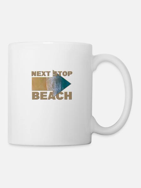 Next Stop: Beach - Nächster Halt: Strand - Tasse - Weiß