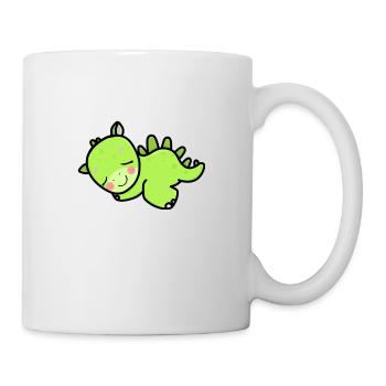 Dinosaurier schläft süß niedlich müde Geschenkidee - Tasse - Weiß - Rechts