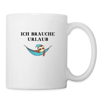 Faultier Urlaub lustige Geschenkidee witzig süß - Tasse - Weiß - Rechts