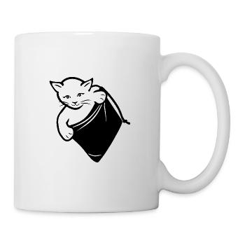 Spionierende Katze - Tasse - Weiß - Rechts